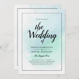 LeahGシーガラスターコイズティール（緑がかった色）ブルーウェディング招待 招待状