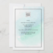 LeahGシーガラスターコイズティール（緑がかった色）ブルーウェディング招待 招待状 (裏面)