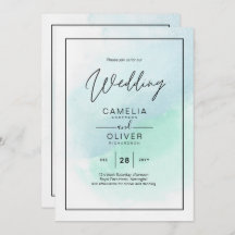 LeahGシーガラスターコイズティール（緑がかった色）ブルーウェディング招待