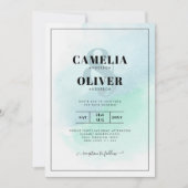 LeahGシーガラスターコイズティール（緑がかった色）ブルーウェディング招待 招待状 (正面)