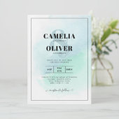 LeahGシーガラスターコイズティール（緑がかった色）ブルーウェディング招待 招待状 (スタンド正面)