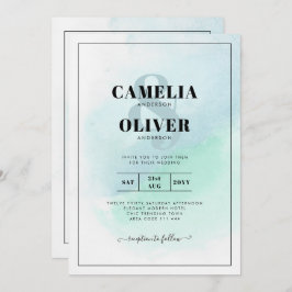 LeahGシーガラスターコイズティール（緑がかった色）ブルーウェディング招待 招待状