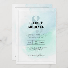 LeahGシーガラスターコイズティール（緑がかった色）ブルーウェディング招待 招待状