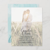 LeahGシーガラス海コーラルターコイズブルー招待状 (正面/裏面)