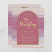 LeahGダスティバララベンダー金ゴールド結婚式の招待 (正面/裏面)