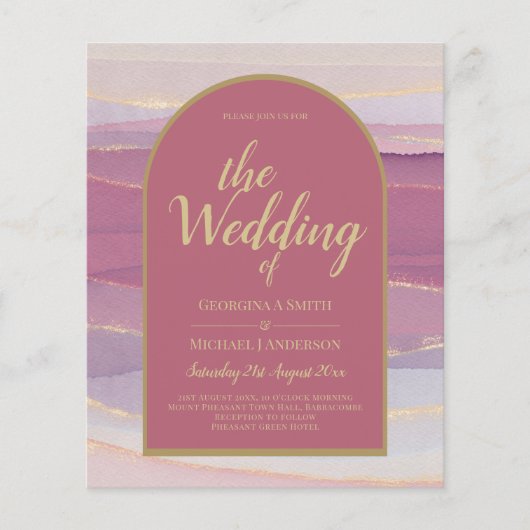 LeahGダスティバララベンダー金ゴールド結婚式の招待 (正面)