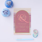 LeahGダスティバララベンダー金ゴールド結婚式の招待 チラシ (シングル)