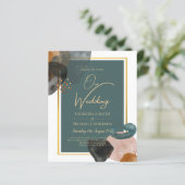 Leahgティール（緑がかった色）アーストーンウェディングQRコードを招待 (スタンド正面)