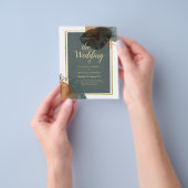 Leahgティール（緑がかった色）アーストーンウェディングQRコードを招待 チラシ (手)