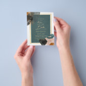 Leahgティール（緑がかった色）アーストーンウェディングQRコードを招待 チラシ (手)