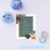 Leahgティール（緑がかった色）アーストーンウェディングQRコードを招待 チラシ (シングル)