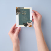 Leahgティール(緑がかった色)アーストーンウェディングQRコードを招待 チラシ (手)