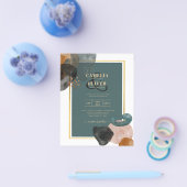 Leahgティール(緑がかった色)アーストーンウェディングQRコードを招待 チラシ (シングル)