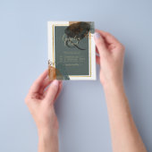 Leahgティール(緑がかった色)アーストーンウェディングQRコードを招待 チラシ (手)