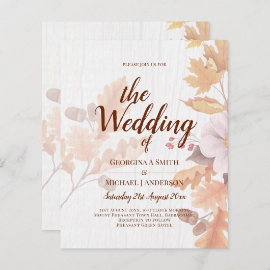 LeahGテラコッタ紅葉結婚式の招待 (正面/裏面)