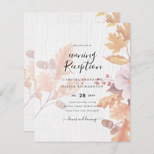 LeahGテラコッタ紅葉結婚式の招待 (正面/裏面)