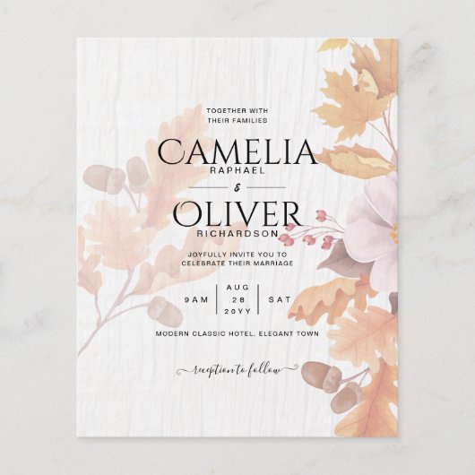 LeahGテラコッタ紅葉結婚式の招待 チラシ (正面)