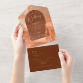 LeahGテラコッタ金ゴールド秋秋の結婚式招待状 オールインワン招待状 (貼ってはがせる)