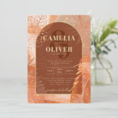 LeahGテラコッタ金ゴールド秋秋の結婚式招待状 招待状 (スタンド正面)
