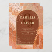 LeahGテラコッタ金ゴールド秋秋の結婚式招待状 招待状 (正面/裏面)