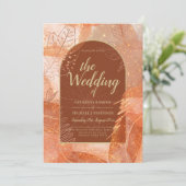 LeahGテラコッタ金ゴールド秋秋の結婚式招待状 招待状 (スタンド正面)