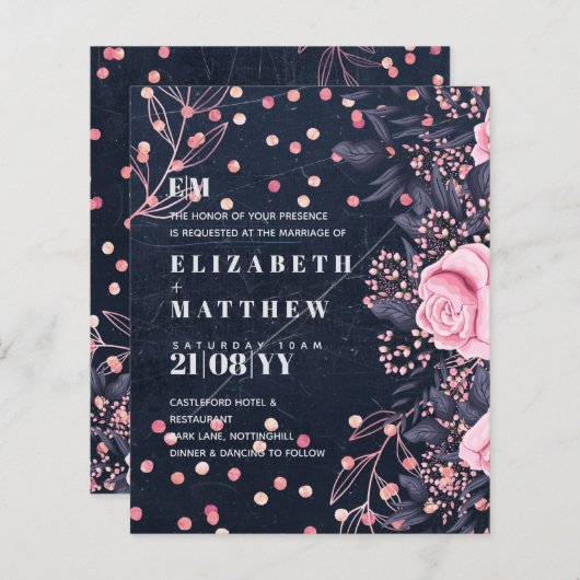 LeahGデニムブルーロセゴルドピンク結婚フローラ (正面/裏面)