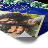 LeahGトロピカルブルーグリーンピンク結婚フローラ ポスター (角)