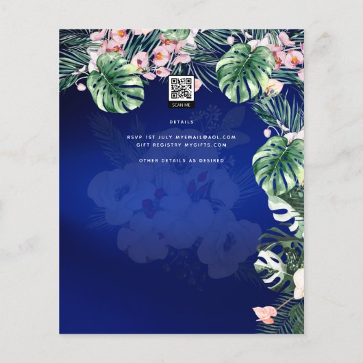 LeahGトロピカルブルーピンクフローラブライダルシャワー (裏面)