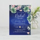 LeahGトロピカルブルーピンクフローラブライダルシャワー 招待状 (スタンド正面)