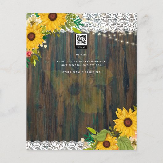 LeahGヌエストラボダサンフラワーズレースライト招待状 チラシ (裏面)