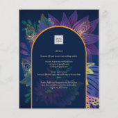 LeahGネイビーパープル金ゴールドジュエルトーンウェディング招待 (裏面)