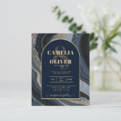 LeahGネイビーブルー金ゴールドアゲートスタリーナイト結婚ズ (スタンド正面)