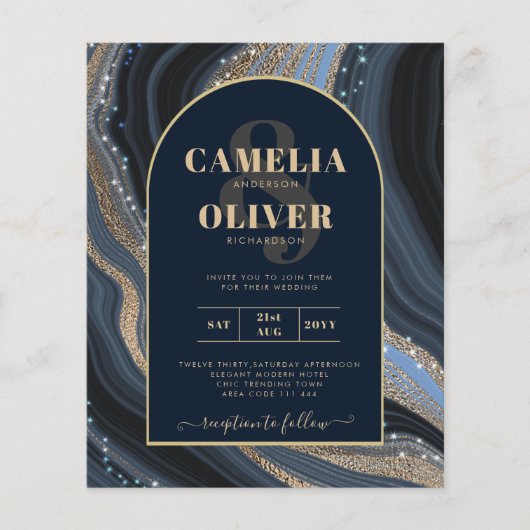 LeahGネイビーブルー金ゴールドアゲートスタリーナイト結婚ズ チラシ (正面)