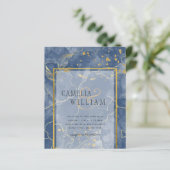 LeahGネイビーブルー金ゴールドインク抽象芸術結婚式の招待 (スタンド正面)