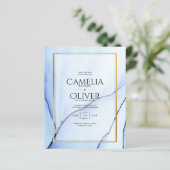 LeahGネイビーブルー金ゴールドインク抽象芸術結婚式の招待 (スタンド正面)