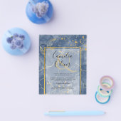 LeahGネイビーブルー金ゴールドインク抽象芸術結婚式の招待 チラシ (シングル)