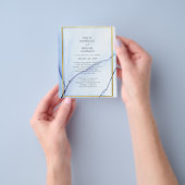 LeahGネイビーブルー金ゴールドインク抽象芸術結婚式の招待 チラシ (手)