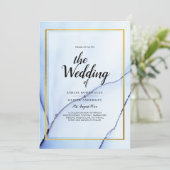 LeahGネイビーブルー金ゴールドインク抽象芸術結婚式の招待 招待状 (スタンド正面)