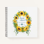 LeahGバジェットひまわりリース結婚ズゲストブック ノートブック (正面)