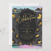 LeahGバジェットグラムシックブライダルシャワーユニコーン金ゴールド 招待状 (正面)