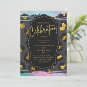 LeahGバジェットグラムシックブライダルシャワーユニコーン金ゴールド 招待状 (スタンド正面)