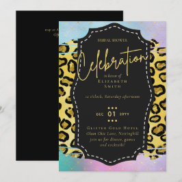 LeahGバジェットグラムシックブライダルシャワーユニコーン金ゴールド 招待状