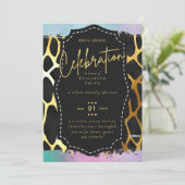 LeahGバジェットグラムシックブライダルシャワーユニコーン金ゴールド 招待状 (スタンド正面)