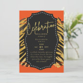 LeahGバジェットグラムシックブライダルシャワー金ゴールドオレンジ 招待状 (スタンド正面)
