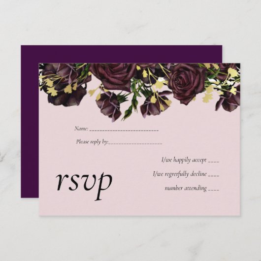 LeahGバジェットダークプラムバラ結婚ズ インビテーションポストカード (正面/裏面)