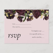 LeahGバジェットダークプラムバラ結婚ズ インビテーションポストカード (正面)