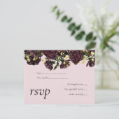 LeahGバジェットダークプラムバラ結婚ズ インビテーションポストカード (スタンド正面)
