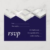 LeahGバジェットネイビーシルバーデコウェディングRSVP インビテーションポストカード (正面)