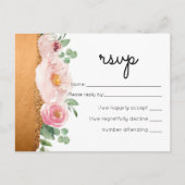 LeahGバジェットバラ金ゴールドグラム結婚ズ インビテーションポストカード (正面)