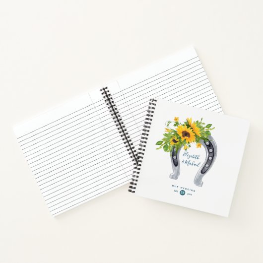 LeahGバジェットヒマワリ結婚スシューズのゲストブック ノートブック (内部)